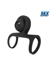 Черная вибронасадка на пенис Sex Expert - Sex Expert - в Челябинске купить с доставкой