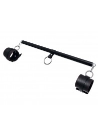 Черная распорка для ног с кожаными манжетами - Pecado - купить с доставкой в Челябинске