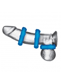 Комплект из трех голубых эрекционных колец 3-Pack Ribbed Rider Cock Ring Set - BlueLine - в Челябинске купить с доставкой
