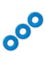 Комплект из трех голубых колец для эрекции 3-Pack Ultra-Stim Stretch Cock Rings - BlueLine - в Челябинске купить с доставкой