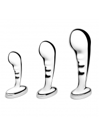Набор из 3 стальных стимуляторов простаты Stainless Steel P-spot Training Set - b-Vibe - в Челябинске купить с доставкой
