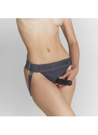 Серые трусики для фиксации насадок Strap-on-me Harness Lingerie Unique - Strap-on-me - купить с доставкой в Челябинске