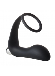 Черное эрекционное кольцо с вибропробкой Vibrating Anal Plug With Cockring - Dream Toys - в Челябинске купить с доставкой