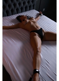 Черный кожаный набор фиксации на кровати Sex Game - БДСМ Арсенал - купить с доставкой в Челябинске