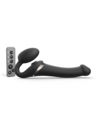 Черный безремневой страпон Multi Orgasm Size M с клиторальной стимуляцией - Strap-on-me - купить с доставкой в Челябинске