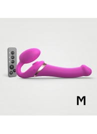 Ярко-розовый безремневой страпон Multi Orgasm Size M с клиторальной стимуляцией - Strap-on-me - купить с доставкой в Челябинске