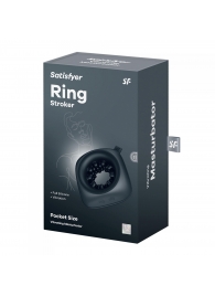 Черный мужской вибромассажер Ring Stroker - Satisfyer - в Челябинске купить с доставкой