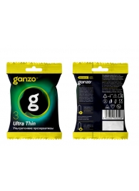 Ультратонкие презервативы Ganzo Ultra thin в мягкой упаковке - 3 шт. - Ganzo - купить с доставкой в Челябинске