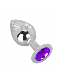 Большой плаг из стали с фиолетовым кристаллом Violet Dream - 9,5 см. - Erotic Fantasy - купить с доставкой в Челябинске