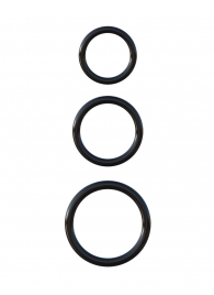 Набор из трех черных эрекционных колец Silicone 3-Ring Stamina Set - Pipedream - в Челябинске купить с доставкой