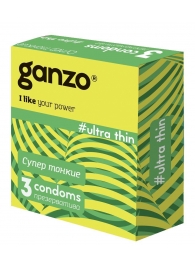 Ультратонкие презервативы Ganzo Ultra thin - 3 шт. - Ganzo - купить с доставкой в Челябинске