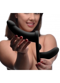 Черный вибрострапон Double Take 10X Double Penetration Vibrating Strap-on Harness - XR Brands - купить с доставкой в Челябинске