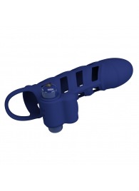 Синяя насадка на пенис Powerful Ring - 18,8 см. - Baile - в Челябинске купить с доставкой