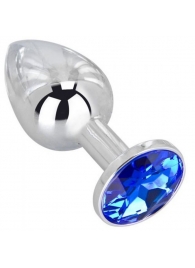 Анальное украшение BUTT PLUG  Small с синим кристаллом - 7 см. - Anal Jewelry Plug - купить с доставкой в Челябинске