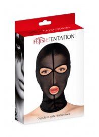 Черная сетчатая маска на голову с отверстиями для глаз и рта - Fetish Tentation - купить с доставкой в Челябинске