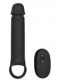 Черная насадка-удлинитель с вибрацией Vibrating Extender With Remote - Dream Toys - в Челябинске купить с доставкой