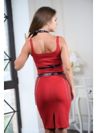 Черно-серебристая портупея-юбка plus size с цепочками - БДСМ Арсенал - купить с доставкой в Челябинске