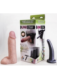 Страпон-унисекс с двумя насадками UNI strap 7  Harness - 19 и 16 см. - LOVETOY (А-Полимер) - купить с доставкой в Челябинске