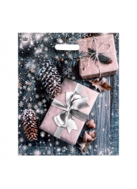 Новогодний пакет с принтом в виде подарков и вырубной ручкой (45х38 см) - Сима-Ленд - купить с доставкой в Челябинске