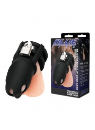 Черная клетка для пениса Silicone Small 2 in Cock Cage With Ball Divider - BlueLine - купить с доставкой в Челябинске