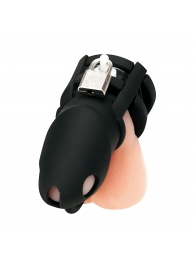 Черная клетка для пениса Silicone Small 2 in Cock Cage With Ball Divider - BlueLine - купить с доставкой в Челябинске