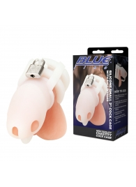 Белая клетка для пениса Silicone Small 2 in Cock Cage With Ball Divider - BlueLine - купить с доставкой в Челябинске