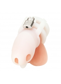Белая клетка для пениса Silicone Small 2 in Cock Cage With Ball Divider - BlueLine - купить с доставкой в Челябинске