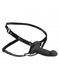 Черный полый страпон с вибрацией 2’’ Erection 28X Smooth Vibrating Silicone Penis Sheath - XR Brands - купить с доставкой в Челябинске