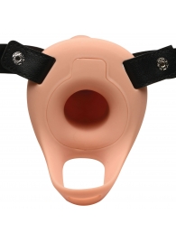 Телесный полый страпон 2  Erection 28X Smooth Vibrating Silicone Penis Sheath - 16 см. - XR Brands - купить с доставкой в Челябинске
