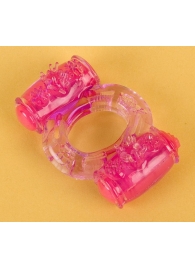 Фиолетовое виброкольцо с двумя вибропульками - Toyfa Basic - в Челябинске купить с доставкой