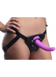 Лиловый поясной страпон Navigator Silicone G-Spot Dildo with Harness - 17,8 см. - XR Brands - купить с доставкой в Челябинске