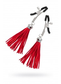 Зажимы на соски «Прищепки» с красными кисточками из замши - Pecado - купить с доставкой в Челябинске