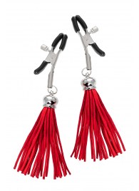 Зажимы на соски «Прищепки» с красными кисточками из замши - Pecado - купить с доставкой в Челябинске