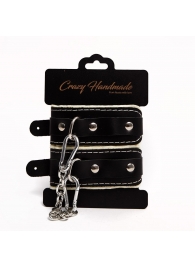 Черные скругленные наручники с мягкой бежевой подкладкой - Crazy Handmade - купить с доставкой в Челябинске