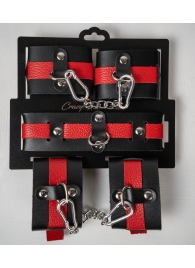Черно-красный набор фиксаций: наручники, оковы и ошейник - Crazy Handmade - купить с доставкой в Челябинске