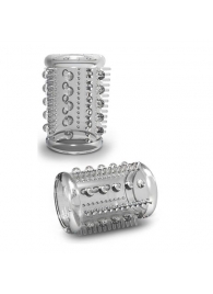Прозрачная насадка с шипами и шишечками STAY HARD COCK SLEEVE 03 CLEAR - Blush Novelties - в Челябинске купить с доставкой