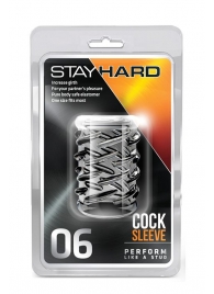 Прозрачная насадка с объёмными чёрточками STAY HARD COCK SLEEVE 06 CLEAR - Blush Novelties - в Челябинске купить с доставкой