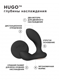 Черный вибромассажер простаты с пультом ДУ Hugo 2 Remote - Lelo - в Челябинске купить с доставкой