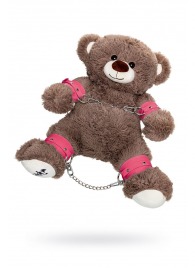 Бондажный набор: бурый мишка с розовыми оковами и наручниками - Pecado - купить с доставкой в Челябинске