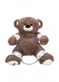 Бондажный набор: бурый мишка с белыми оковами и наручниками - Pecado - купить с доставкой в Челябинске