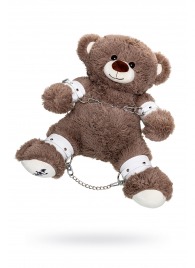 Бондажный набор: бурый мишка с белыми оковами и наручниками - Pecado - купить с доставкой в Челябинске