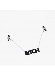 Зажимы на соски с кожаной подвеской Bitch - Crazy Handmade - купить с доставкой в Челябинске