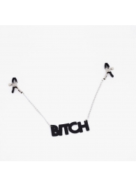Зажимы на соски с кожаной подвеской Bitch - Crazy Handmade - купить с доставкой в Челябинске
