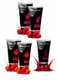 Набор из 5 съедобных лубрикантов JUJU (клубника х 2, малина х 2, вишня) - JuJu - купить с доставкой в Челябинске