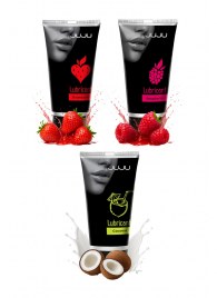 Набор из 3 съедобных лубрикантов JUJU (клубника, малина, кокос) - JuJu - купить с доставкой в Челябинске