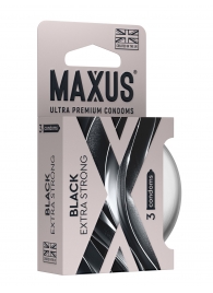 Черные утолщенные презервативы MAXUS Extra Strong с железным кейсом - 3 шт. - Maxus - купить с доставкой в Челябинске