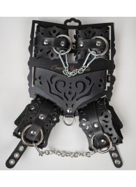 Черный ажурный кожаный набор фиксаций - Crazy Handmade - купить с доставкой в Челябинске