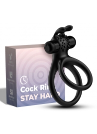 Черное эрекционное виброкольцо с подхватом мошонки Stay Hard - Boys of Toys - в Челябинске купить с доставкой