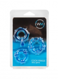Набор из 3 синих эрекционных колец с различным рельефом - Erowoman-Eroman - в Челябинске купить с доставкой