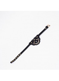 Черный чокер с клепками и золотистой фурнитурой - Crazy Handmade - купить с доставкой в Челябинске